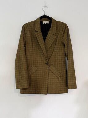 L'Academie Plaid Single-Button Blazer Jacket